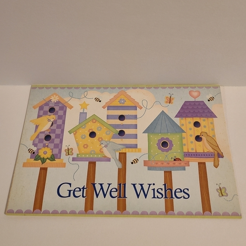Vintage Global Innovations Colorful Birdhouse Theme Get Well Card - New